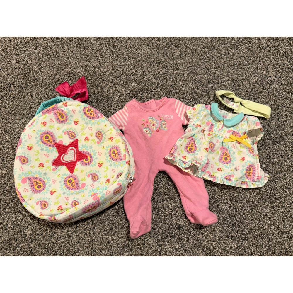 American Girl Bitty Baby Clothes Bundle Case Sleeper Tunic Holiday Dress Shoes